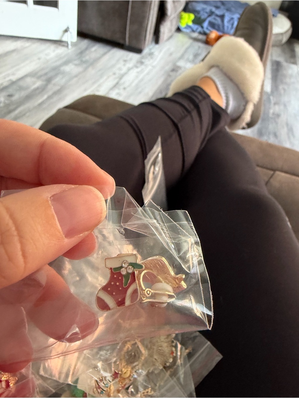 5/$25 Holiday Red Enamel Charm clip on earrings - Unbranded